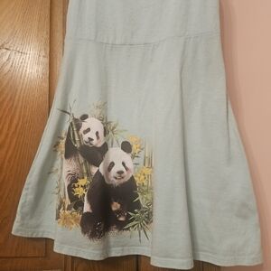 Kids Casual Dress with Panda Print - Light Green